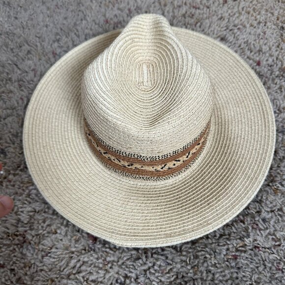 Something Special Straw Sun Hat Beige Southwest Pattern Band Lightweight Unisex - Picture 4 of 7